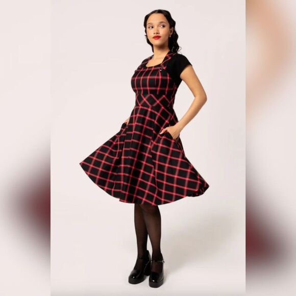 Hell Bunny Dresses & Skirts - Hell Bunny Black and Red Plaid Vintage-Inspired Mini Dress